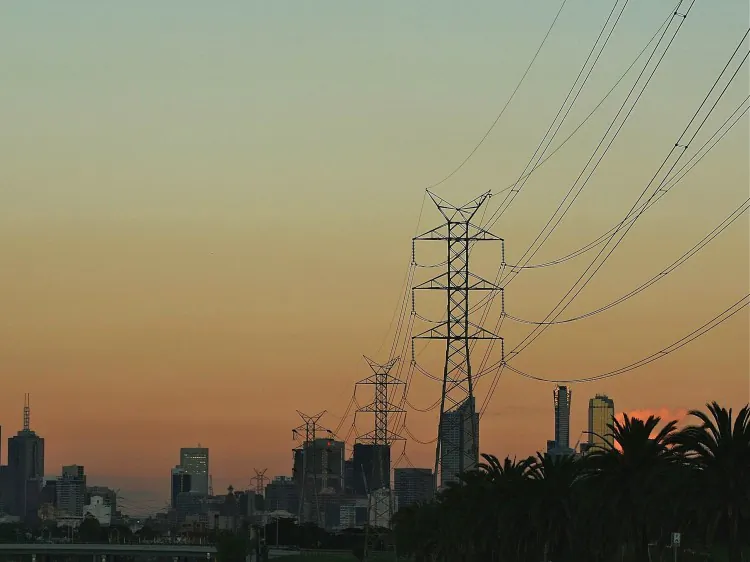 A general view of the city skyline and electricity power lines in Melbourne. (Mark Dadswell/Getty Images)