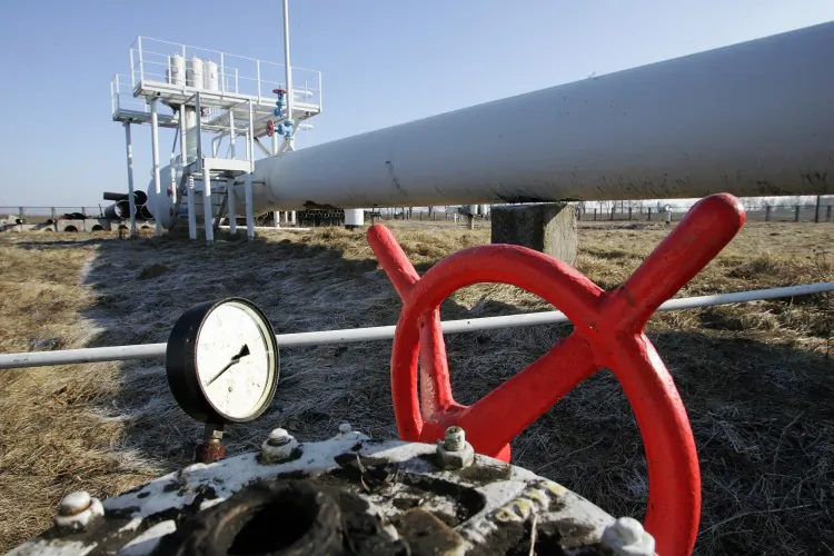 A gas pipeline is seen near Ukraine's capital Kyiv on Feb. 12, 2008. According to experts, a ban on Ukrainian cheese by Russia has political aims, including solidifying Russia's negotiation position on gas prices. (Sergei Supinsky/AFP/Getty Images)