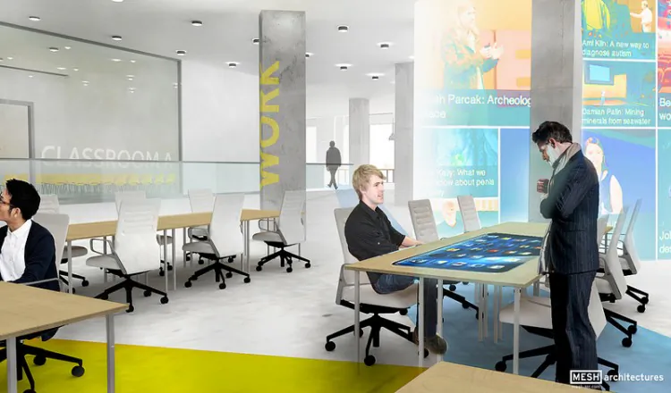 An artists' rendering of the exterior of the Made In NY media center to open in Brooklyn next year, and be developed and operated by the Independent Filmmaker Project, Oct. 11.