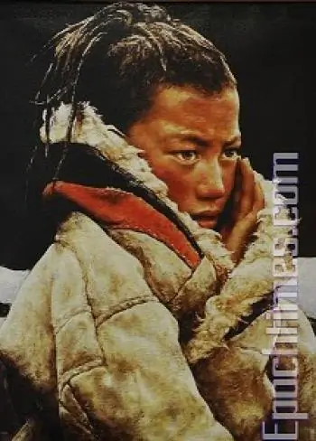 “Tibetan Boy” wins silver medal in the “Chinese International Figure Painting Competition” (Dai Bing/The Epoch Times)