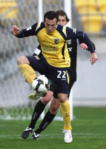 Sasho Petrovski of the Central Coast Mariners controls the ball during the 2008 A-League Pre-Season Cup match against the Wellington Phoenix at Westpac Stadium in Wellington, New Zealand. (Marty Melville/Getty Images)