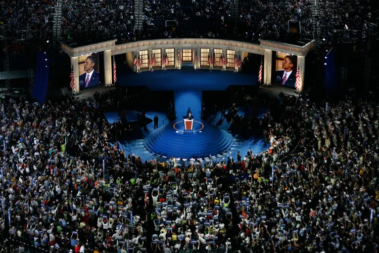 President Obama at a 2008 Democratic National Convention (DNC). This year's conventions will be particularly intense as the contest between President Barack Obama and Gov. Mitt Romney is close. (Max Whittaker/Getty Images)
