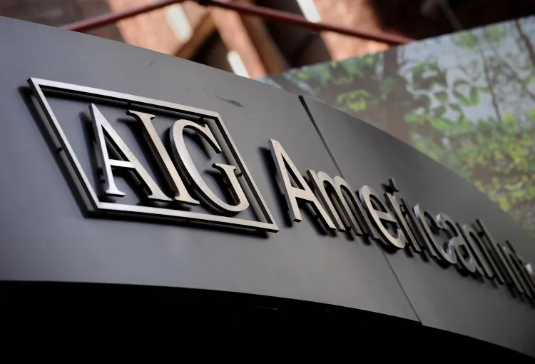 A file photo shows the logo of American International Group Inc. outside its office in the lower Manhattan area of New York. (Stan Honda/AFP/Getty Images)