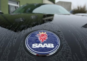 The logo of Swedish automaker Saab in Berlin, Germany. The partnership between Saab and the Chinese company Hawtai, which was announced last week, has been canceled. ( Sean Gallup/Getty Images)