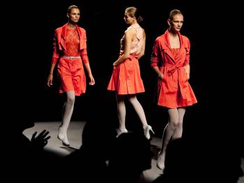 Summer dresses with a jacket by Montse Liarte for Barcelona Fashion Week (Josep Lago/AFP/Getty Images )