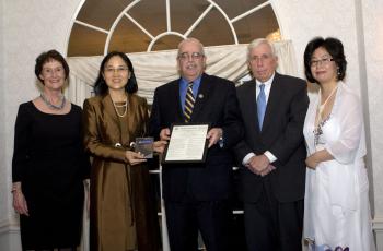 From left to right: Sharon Bulova, Chairman, Fairfax County Board of Supervisors; Lijuan Zhang, representing NTD Television; Congressman Gerry Connolly, U.S. Congressman; Frank Wolf, U.S. Congressman; and Dr. Cindy Shao, the founder and president of AACC. (Lisa Fan/Epoch Times) From left to right: Sharon Bulova, Chairman, Fairfax County Board of Supervisors; Lijuan Zhang, representing NTD Television; Congressman Gerry Connolly, U.S. Congressman; Frank Wolf, U.S. Congressman; and Dr. Cindy Shao, the founder and president of AACC. (Lisa Fan/Epoch Times)