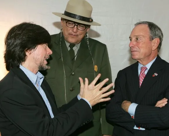 Director Ken Burns, Park Ranger Gerard Baker, and Mayor Michael Bloomberg attend a National Parks celebration hosted by the National Parks Conservation Association and PBS at Central Park on Sept. 23, 2009, in New York City in this file photo. Many years ago, before the term park ranger was even coined, African-American Army regiments called Buffalo Soldiers served as park protectors in federally protected lands. (Thos Robinson/Getty Images for NPCA)