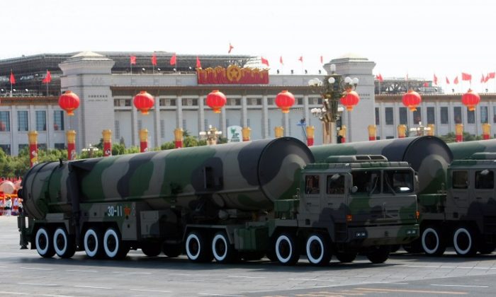 Nuclear-capable missiles are displayed at a massive parade to celebrate the 60th anniversary of the founding of the Chinese communist regime in Beijing, China, on Oct. 1, 2009. (Feng Li/Getty Images)