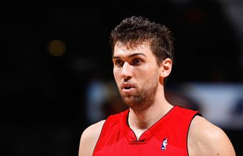 Andrea Bargnani #7 of the Toronto Raptors against the Atlanta Hawks at Philips Arena on December 2, 2009 in Atlanta, Georgia. (Kevin C. Cox/Getty Images)