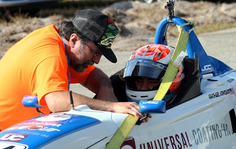 A2554MJohnsonFatherStPete12Web Johnson gets last-minute advice from his father prior to hitting the track. (Chris Jasurek/The Epoch Times)