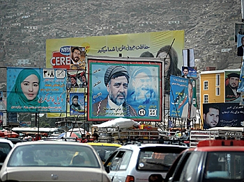 POSTER CLUTTER: Electoral banners flood Kabul as Afghanistan prepares to head to the polls on Sept. 18. About 2,500 candidates, 664 of them campaigning in Kabul, are vying for 249 seats in Afghanistan's Wolesi Jirga, or lower house of parliament.