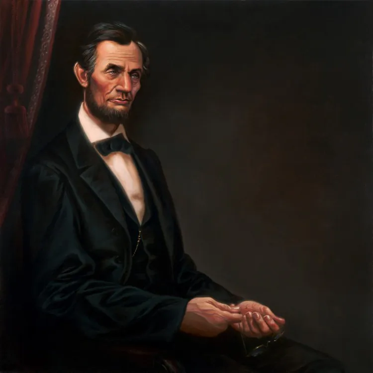 “Abe Lincoln,” by Kadir Nelson, is part of his book on exhibit this month. (Courtesy of Kadir Nelson)