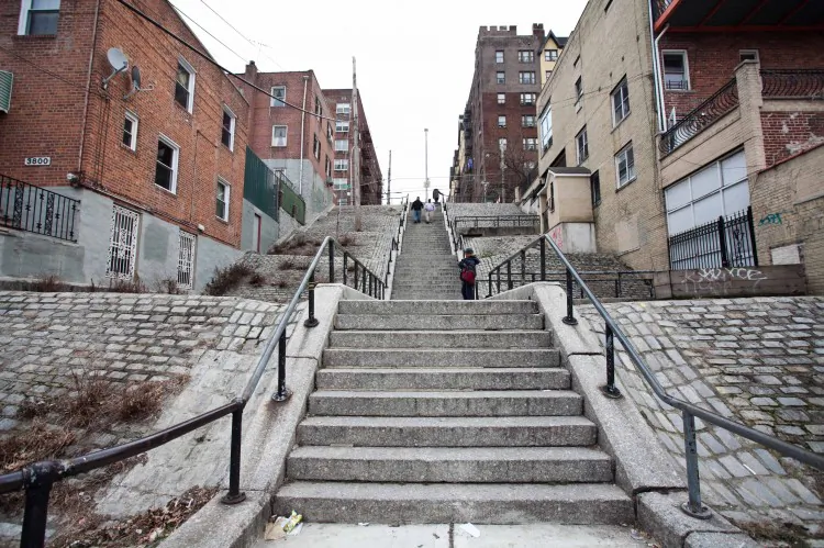 A stair passage from West 238th Street to Cannon Place in the Bronx. The area has have been listed in the New York City's Historic Districts Council's list of six neighborhoods that merit special consideration from the Landmarks and Preservation Commission. (Amal Chen/The Epoch Times)