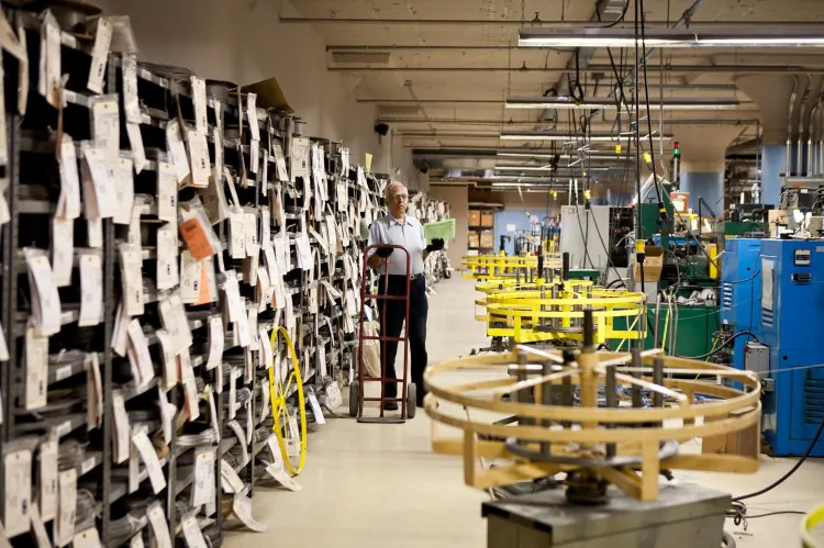 A worker at Lee Spring. Necessary skills require specialized training and workers are difficult to find and train. (Amal Chen/The Epoch Times)