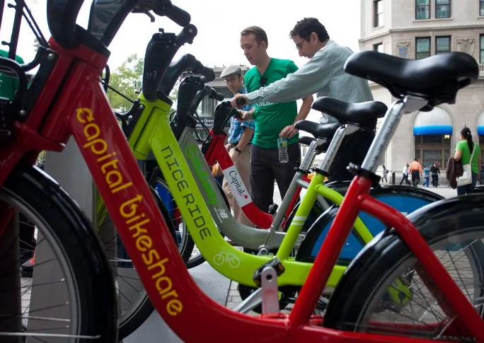 The public has had opportunities to see Bike Share stations at different places through presentations at different locations. Now, communities have a chance to get involved with Community Planning Workshops. (Amal Chen/The Epoch Times)