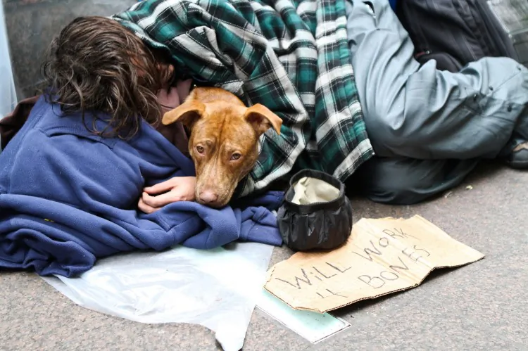 Signs of poverty in Lower Manhattan. (Amal Chen/The Epoch Times)