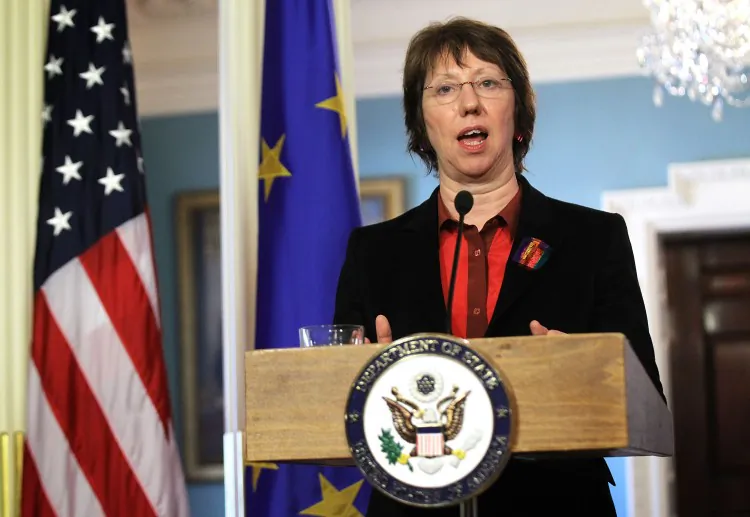 European Union High Representative Catherine Ashton speaks during a joint press conference at the State Department in Washington, DC., on Feb. 17. (Alex Wong/Getty Images)