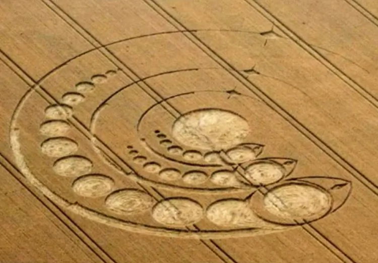 YouTube screenshot of a formation that appeared at Woodborough Hill in Wiltshire on Aug. 23. (The Epoch Times)
