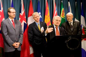 International human rights lawyer David Matas speaking at a press conference on the release of 'Bloody Harvest: The killing of Falun Gong for their organs.' Behind him (L-R) are MP Borys Wrzesnewskyj, Vice-President of Parliamentary Friends of Falun Gong (PFOFG); co-author David Kilgour, a former crown prosecutor and cabinet minister; and MP James Lunney, a member of PFOFG. (Samira Bouaou/The Epoch Times) International human rights lawyer David Matas speaking at a press conference on the release of 'Bloody Harvest: The killing of Falun Gong for their organs.' Behind him (L-R) are MP Borys Wrzesnewskyj, Vice-President of Parliamentary Friends of Falun Gong (PFOFG); co-author David Kilgour, a former crown prosecutor and cabinet minister; and MP James Lunney, a member of PFOFG. (Samira Bouaou/The Epoch Times)