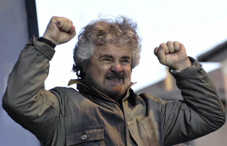 Beppe Grillo during an election meeting March 15, 2008 in Piazza Navona, central Rome. (Andreas Solaro/AFP/Getty Images)