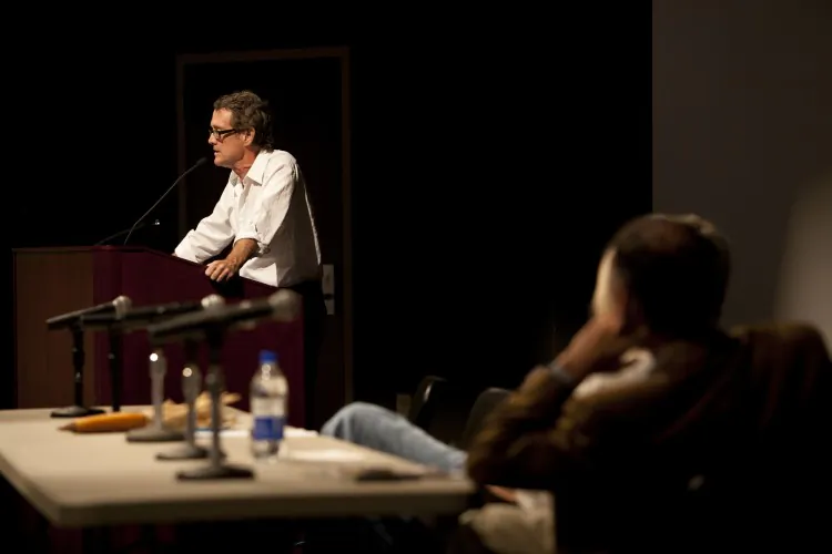 Dr. Robin Bernhoft, M.D., medical director of the Bernhoft Center for Advanced Medicine, opens an educational forum, titled, "It's In Your Food: GMO—Your Right to Know," about health risks of genetically engineered food on Oct. 8, 2012, at the Ventura College Performing Arts Center, Calif., sponsored by the college's Health Education Department. (Joe Wesselman)