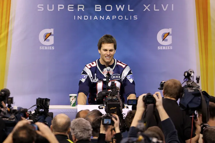 New York Giants quarterback Eli Manning faces the media on Tuesday. (Scott Halleran/Getty Images)