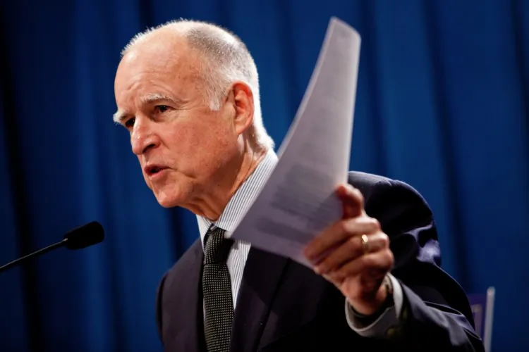 California Governor Jerry Brown announces his public employee pension reform plan October 27, 2011 at the State Capitol in Sacramento, California. Gov. Brown proposed 12 major reforms for state and local pension systems that he claims would end abuses and reduce taypayer costs by billions of dollars. (Max Whittaker/Getty Images)