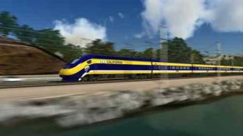 A rendition of the proposed high-speed train in transit. (NC3D) A rendition of the proposed high-speed train in transit. (NC3D)
