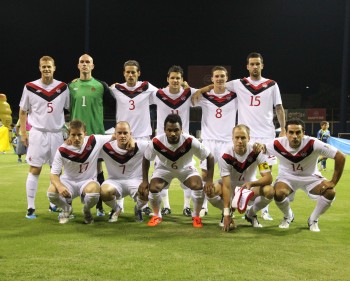Canada's men's national soccer team poses prior to taking on Puerto Rico on Tuesday. (Canada Soccer)