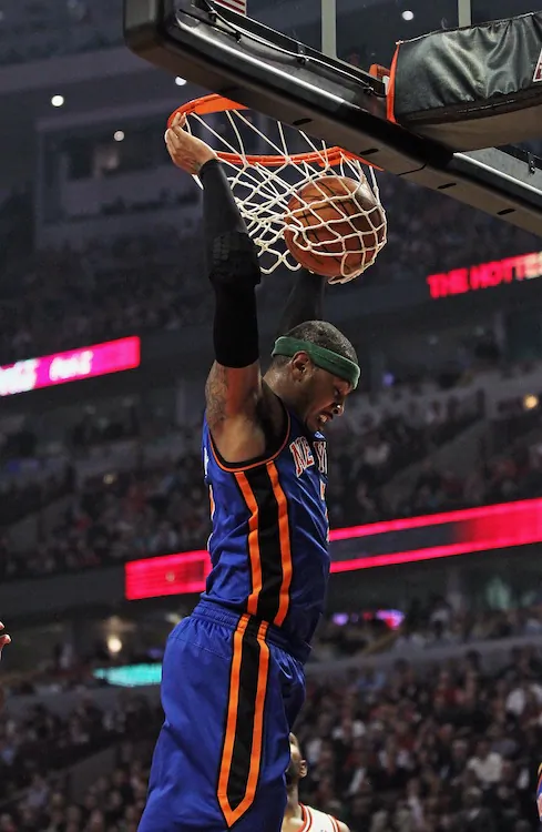 Carmelo Anthony hit 14 of 32 shots and scored the Knicks final seven points of the game in their win in Atlanta. (Jonathan Daniel/Getty Images)