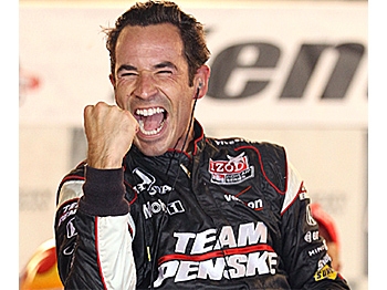 Helio Castroneves celebrates after winning the IndyCar Series Kentucky Indy 300 at Kentucky Speedway. (Streeter Lecka/Getty Images) Helio Castroneves celebrates after winning the IndyCar Series Kentucky Indy 300 at Kentucky Speedway. (Streeter Lecka/Getty Images)