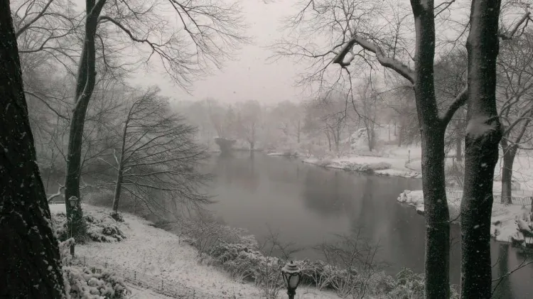 Snow falls on the Upper West Side of Manhattan on the morning of March 8. (Charlotte Cuthbertson/The Epoch Times)