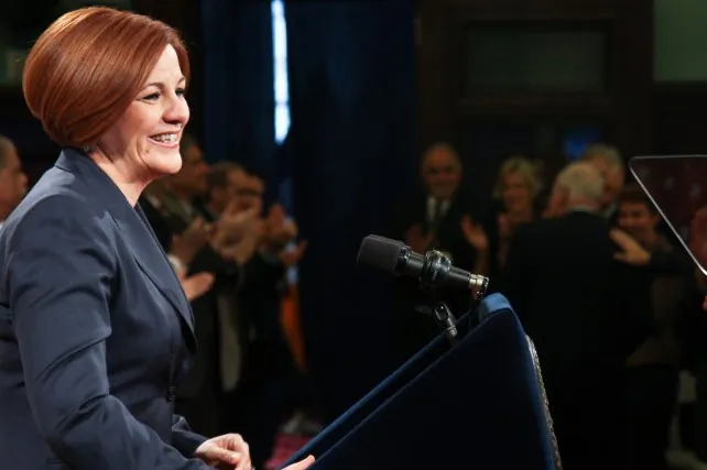 Christine C. Quinn, the City Council speaker, gives the annual State of the City address at City Hall in Manhattan on Feb 9. (Benjamin Chasteen/The Epoch Times)
