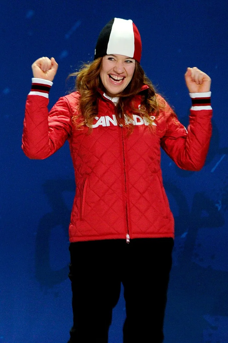 Speed skater Clara Hughes celebrates winning bronze at the 2010 Vancouver Olympics. Hughes will be featured in ”Upclose,” one of several televised segments highlighting Canadian athletes competing in London this summer. (Kevork Djansezian/Getty Images)