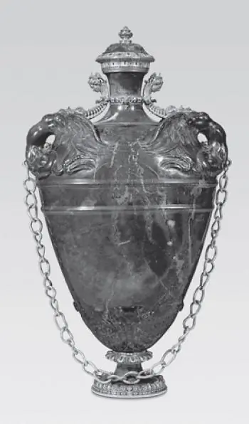 Florentine Flask of lapis lazuli with gold and gilt-copper mount from 1583. (Museo degli Argenti, Florence)