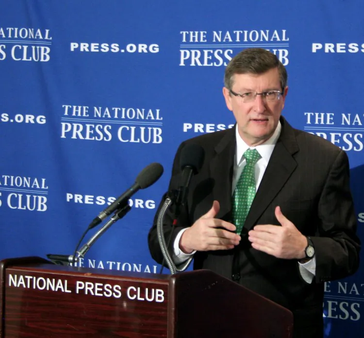 Sen. Kent Conrad (D-N.D.), Senate Budget Committee chair, is retiring at the end of this session after 26 years of service. Conrad expressed his philosophy on fiscal issues on Dec. 19 at the National Press Club Newsmaker in Washington, D.C. (Gary Feuerberg/The Epoch Times)