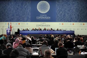 Speakers and delegates at a plenary session at the Bella Center of Copenhagen on Dec. 19, 2009, at the end of the COP15 U.N. Climate Change Conference. (Olivier Morin/AFP/Getty Images)