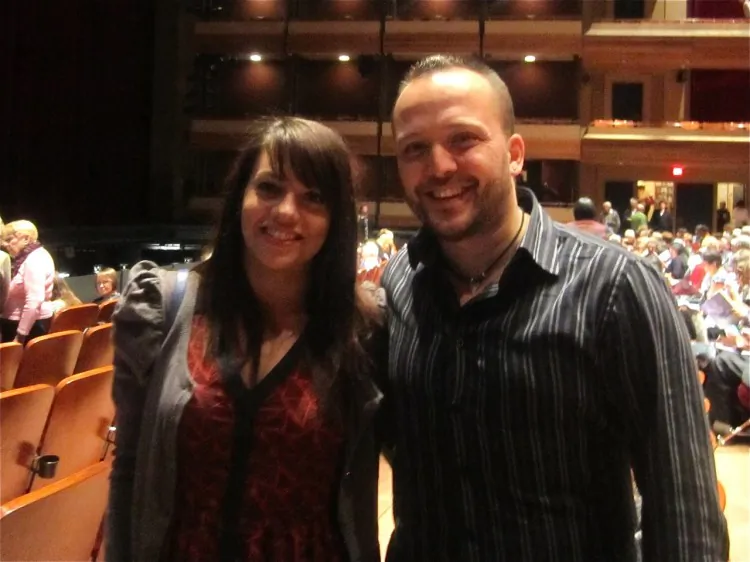 Accomplished guitarist Cuneyt Yetkiner, seen with his girlfriend Amanda Wendell, said Shen Yun's musicians showed phenomenal talent at the opening night performance Jan. 10, 2013, at Centre in the Square theatre in Kitchener-Waterloo. (Lisa Ou/The Epoch Times)