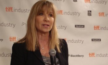 Denise Robert, Quebecois film director of a recent feature movie 'Route 132' accepted the prize and awarded it to a colleague filmmaker Louis Belanger. (Toronto International Film Festival)