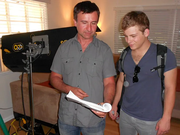 Luciano Sabor and Jonathan Lipnicki on set of Edge of Salvation. (Courtesy of Turk Entertainment PR)