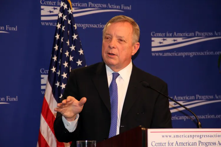 Sen. Dick Durbin (D-Ill.) speaking at the Center for American Progress in Washington, D.C., Tuesday, Nov 27. Durbin said that Social Security should be taken off the table in the fiscal cliff negotiations. (Shar Adams/The Epoch Times)
