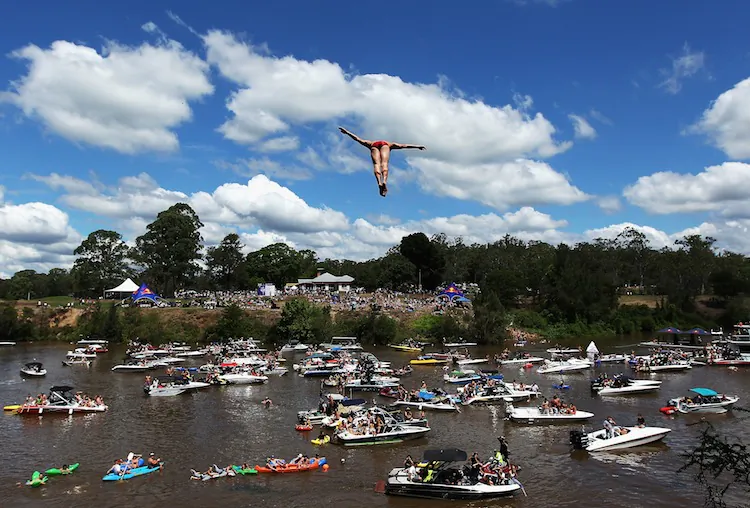 Diver Jonathan Paredes of Mexico competes in the Red Bull Cliff Diving World Series qualifier at Riverside Oaks Golf Resort in Sydney, Australia. (Ryan Pierse/Getty Images)