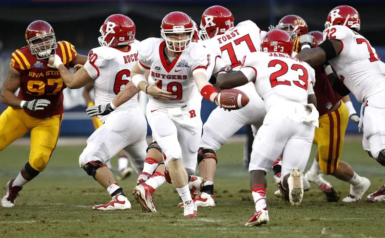 Eric LeGrand cheers on his team on the big screen at Yankee Stadium after his Rutgers teammates secured a victory in the Pinstripe Bowl at Yankee Stadium. (Jeff Zelevansky/Getty Images)