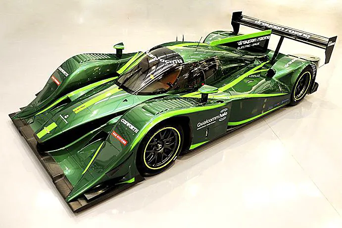 The all-electric B12/69EV uses regenerative braking and shock absorbers among other new technologies, to hit speeds equal to conventionally-powered racing cars. (Drayson Racing)