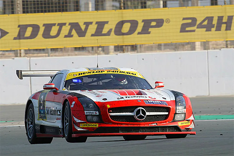 The #1 Saudi Falcon by Schubert BMW Z4 GT3 was a strong threat to repeat its 2011 win. (24hdubai.com)