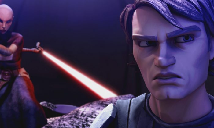 Anakin Skywalker faces the dark side’s Asajj Ventress in the latest episode of the ‘Star Wars’ saga (Warner Bros)