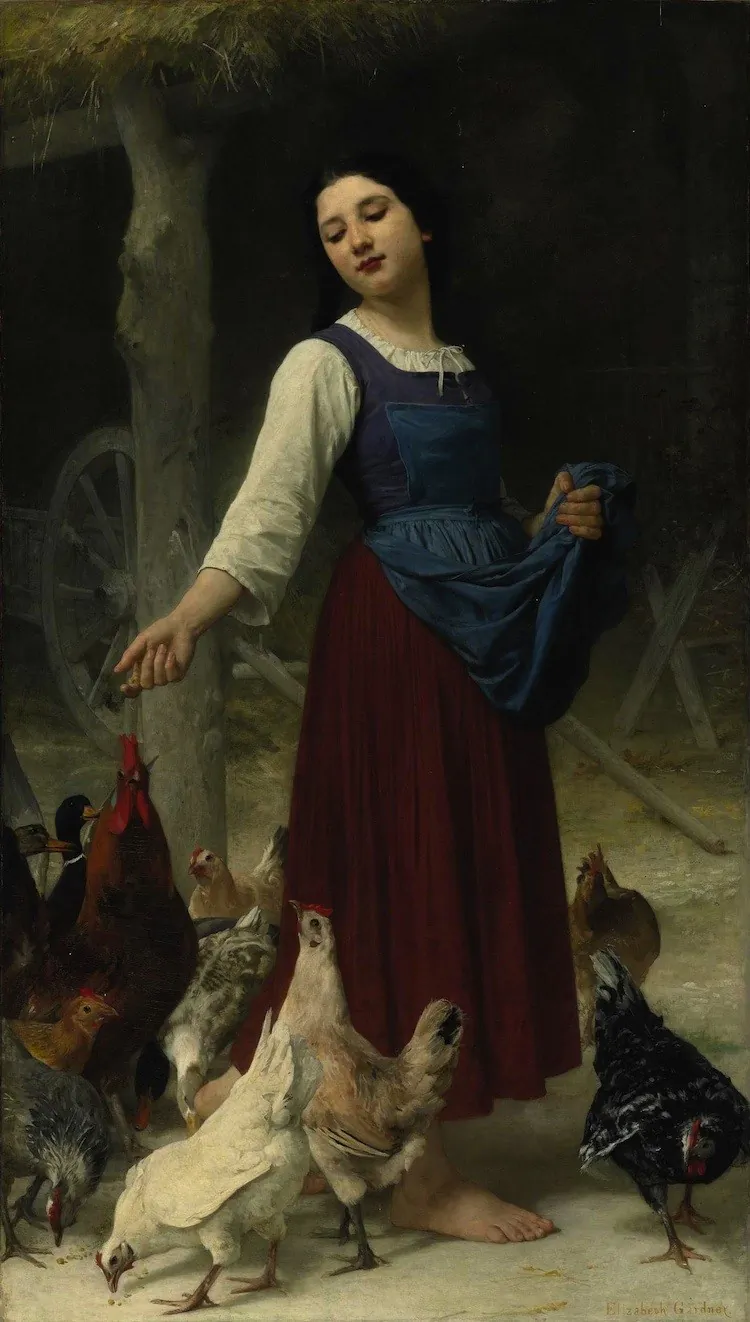 The Farmer's Daughter by Elizabeth Jane Gardner Bouguereau. 67 x 38.25 inches; Oil on Canvas. (Image courtesy of Sotheby's)
