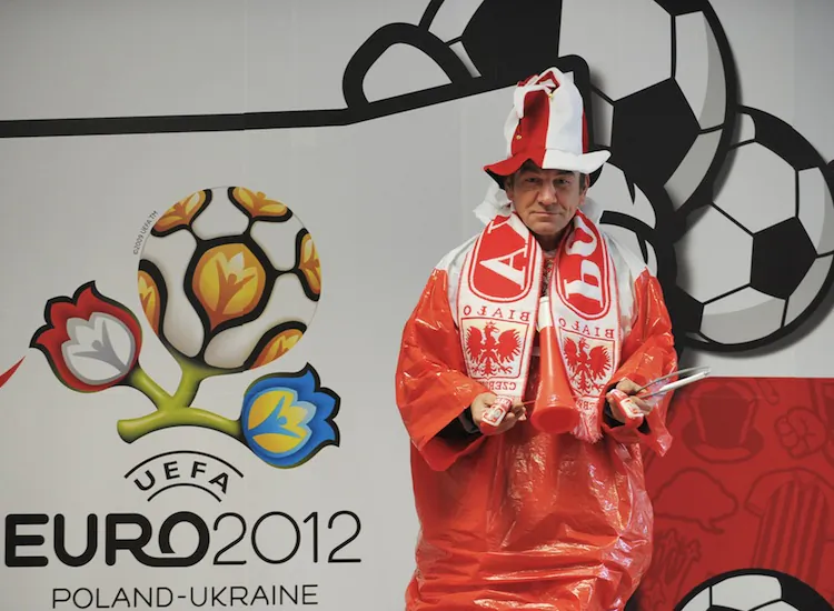 A Polish football fan gets prepared for Euro 2012. (Daniel Mihailescu/AFP/GettyImages)