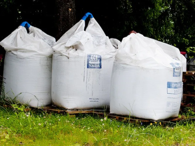 Three bags of fertilizer found on the farm of convicted Norwegian mass murder Anders Behring Breivik, in Asta, Aamot municipality, in Hedmark, eastern Norway. (Jo E. Brenden/AFP/Getty Images)