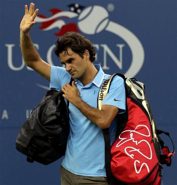 Roger Federer waves to fans as he leaves the court after losing the men's singles semifinal match to Novak Djokovic at the 2010 U.S. Open. (Jim McIsaac/Getty Images) Roger Federer waves to fans as he leaves the court after losing the men's singles semifinal match to Novak Djokovic at the 2010 U.S. Open. (Jim McIsaac/Getty Images)